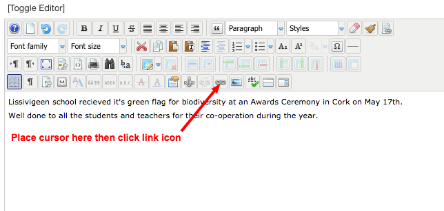 1. Click the Link Icon in the Editor