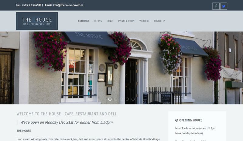 Website design for Irish Restaurant